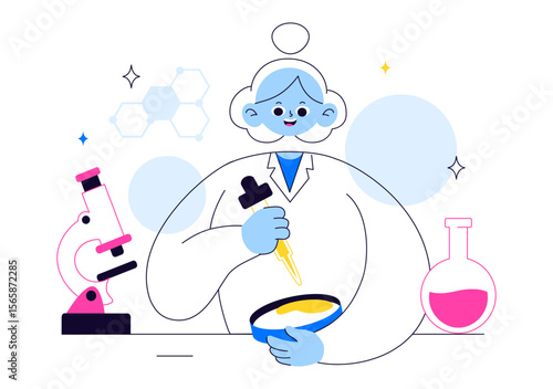 Experiment Vector Illustration Featuring a Laboratory Conducting Scientific Research, Experimentation, and Measurement to Test a Hypothesis
