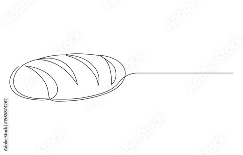 Single Line Drawing of a Loaf of Bread, Line Art Illustration of a Bread Loaf and Slices,
