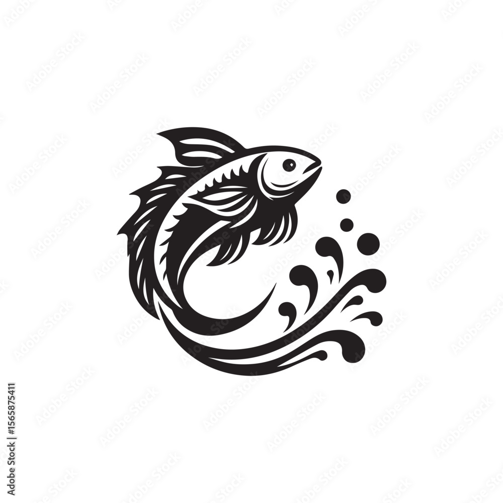 Fototapeta premium logo of fish jumping on water