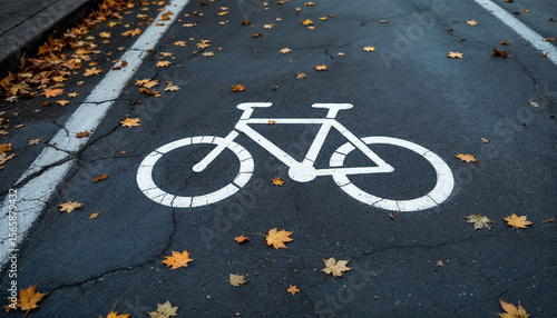 Wallpaper Mural White bike symbol on blue lane in sunny urban park	 Torontodigital.ca
