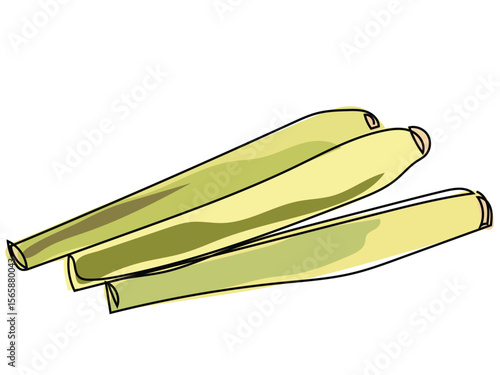 Lemongrass in continuous line drawing on a white background.