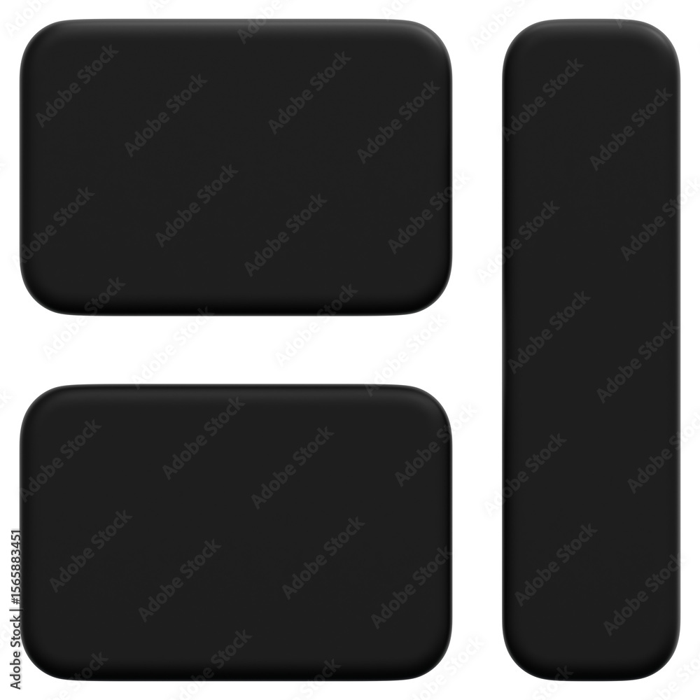 3D Dark Split View Layout Icon 3D Dark Split View Layout Icon