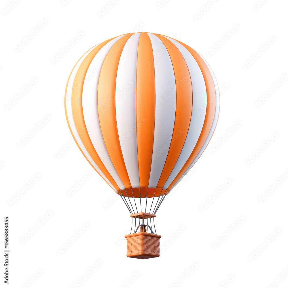Naklejka premium Colorful hot air balloon with orange and white stripes
