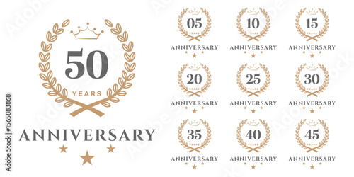 Anniversary Milestones 5, 10, 15, 20, 25, 30, 35, 40, 45, 50 Years