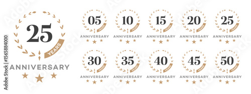 Anniversary Logos 5, 10, 15, 20, 25, 30, 35, 40, 45, 50 Years