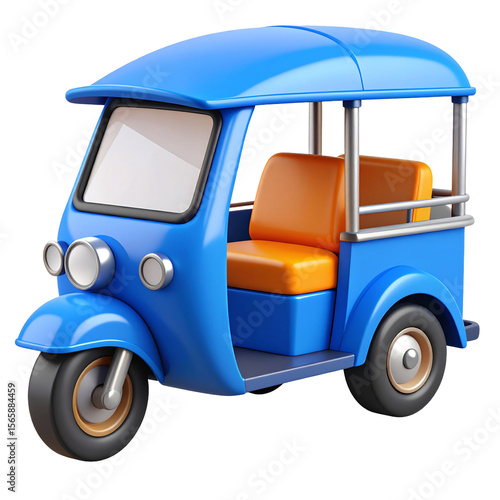 Blue Tuk Tuk 3D Render