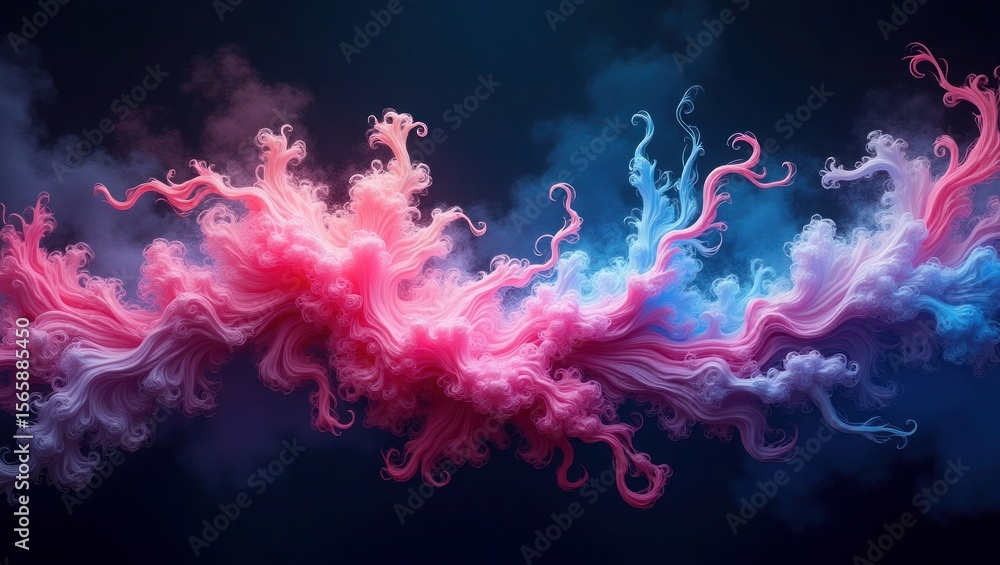 Obraz premium Abstract Pink and Blue Swirling Filaments Dark Background