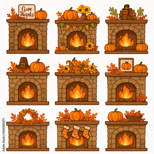 Thanksgiving fireplace mantel decorations autumn harvest scene