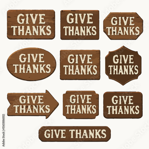 Give thanks signs rustic wood labels autumn harvest