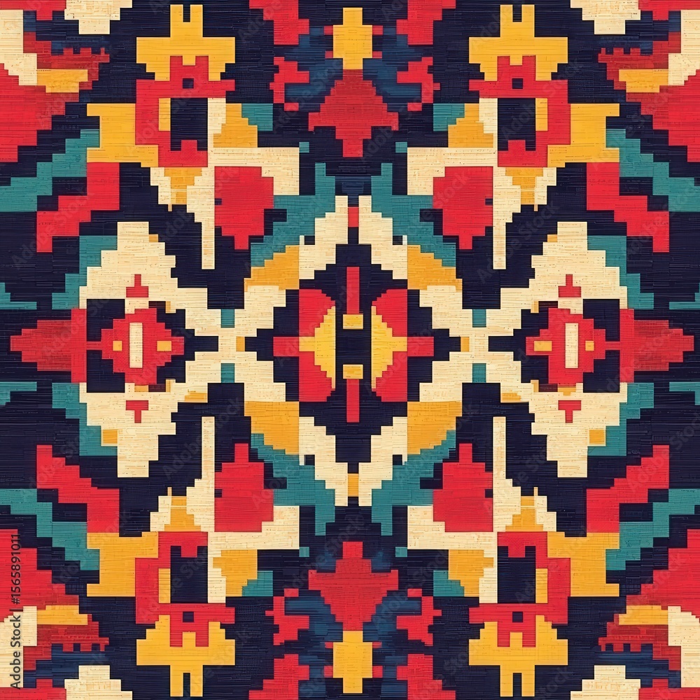 Fototapeta premium Seamless Aztec Tribal Pattern on Fabric