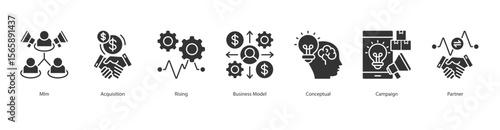 Growth Business Framework Icon Set Collection Concept With Icon Of Mlm, Acquisition, Rising, Business Model, Conceptual, Campaign, Partner