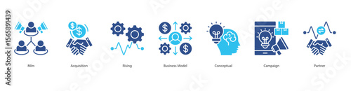 Growth Business Framework Icon Set Collection Concept With Icon Of Mlm, Acquisition, Rising, Business Model, Conceptual, Campaign, Partner