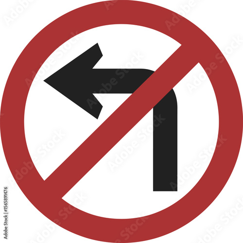 No Left Turn Traffic Sign: Prohibitory Road Symbol for Safety