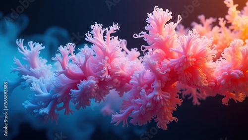 Pink and Blue Corallike Structures Abstract Art pink coral