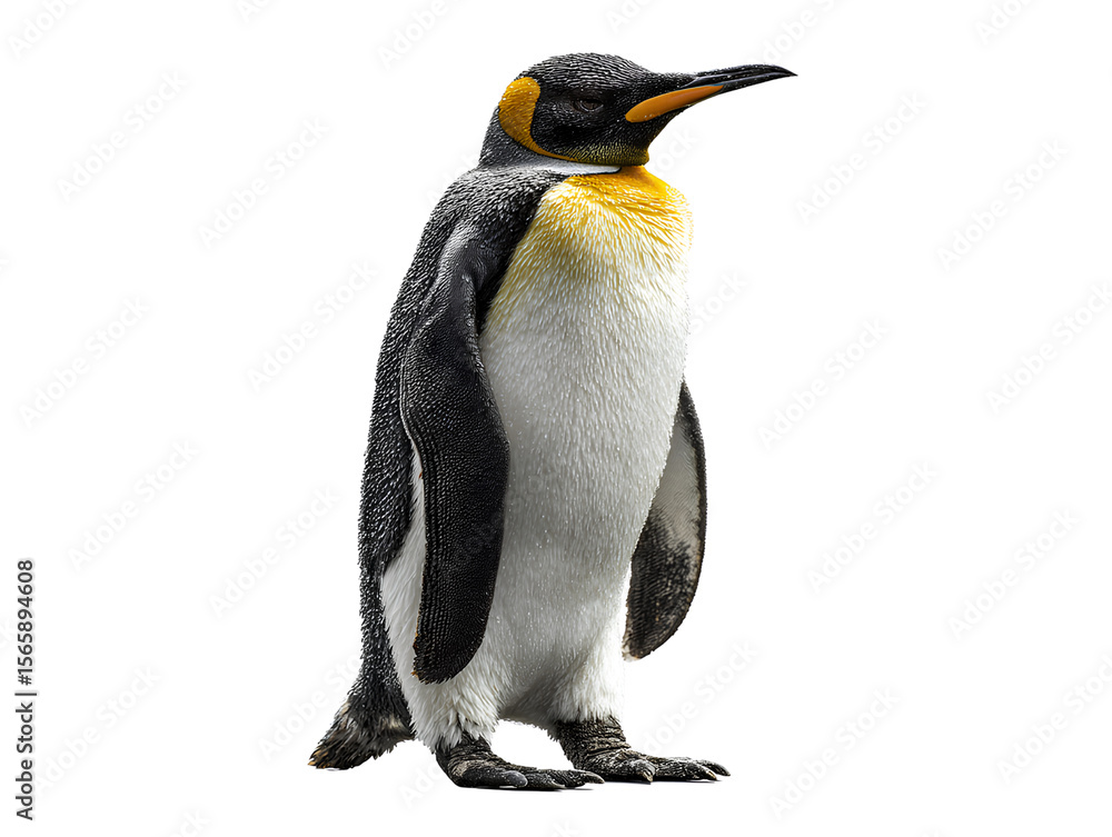 Fototapeta premium Penguin, transparent background, color photography, PNG format, photorealistic style, simple design, high resolution