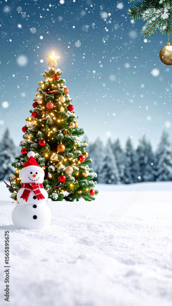 Obraz premium クリスマス 雪 生成AI 背景