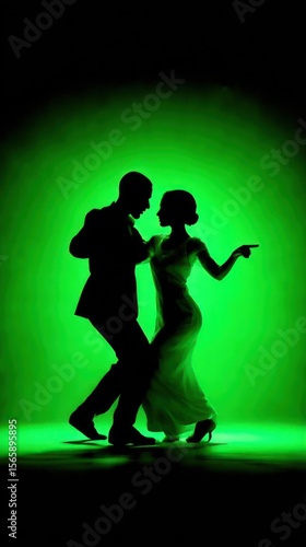 Silhouettes of dancing couple