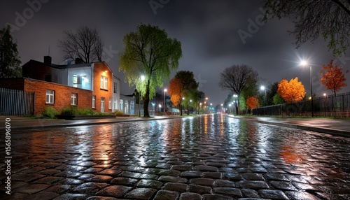 Rainy night street scene