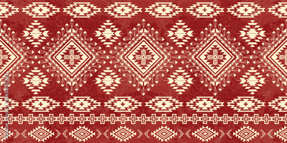 Fototapeta premium Native pattern american tribal indian ornament pattern geometric ethnic textile texture tribal aztec pattern navajo mexican fabric seamless Vector decoration fashion