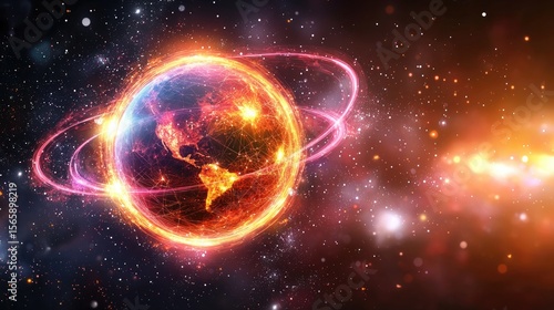 Cosmic explosion of earth in space celestial event digital art starry background outer space astrophysics