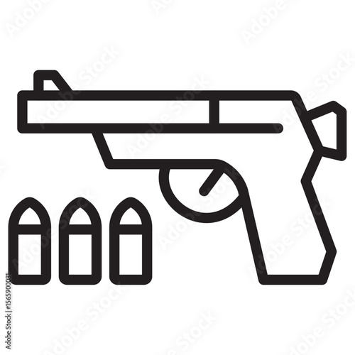 Gun with ammunition icon vector illustration isolated sign