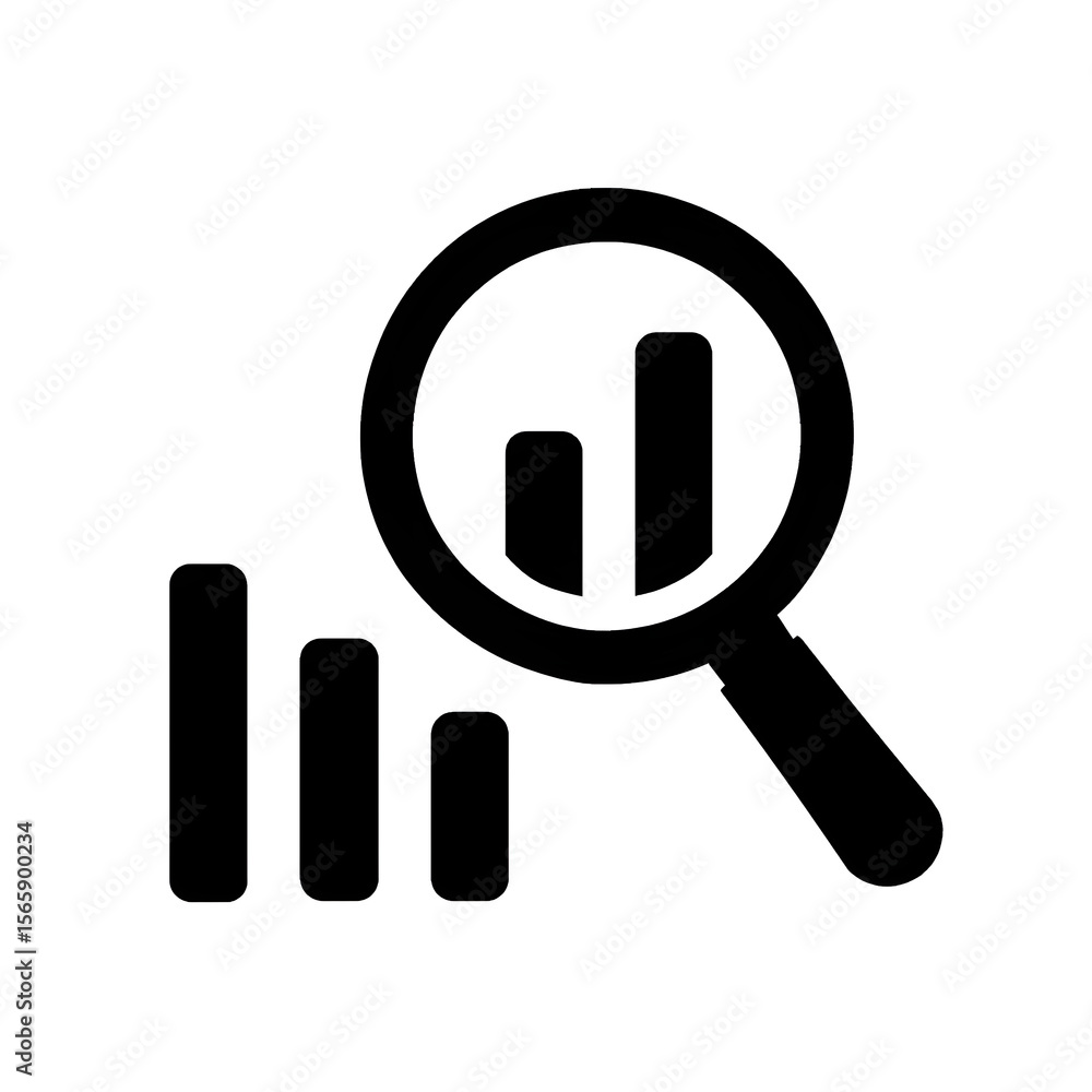 Black Magnifying Glass Icon Data Analysis Sign, Pictogram, Symbol for Growth, Market Research, and Business Strategy Black Magnifying Glass Icon Data Analysis Sign, Pictogram, Symbol for Growth, Market Research, and Business Strategy