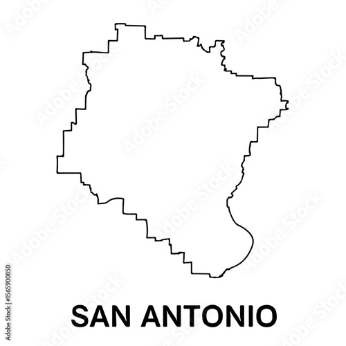 San Antonio City Map – Black Outline of Texas Metropolis with Bold Label on White Background