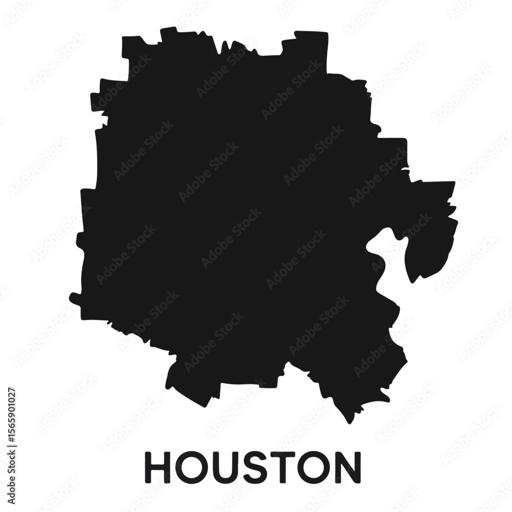 Houston City Map outline – Bold Black Outline with HOUSTON Label on White Background Houston City Map outline – Bold Black Outline with HOUSTON Label on White Background