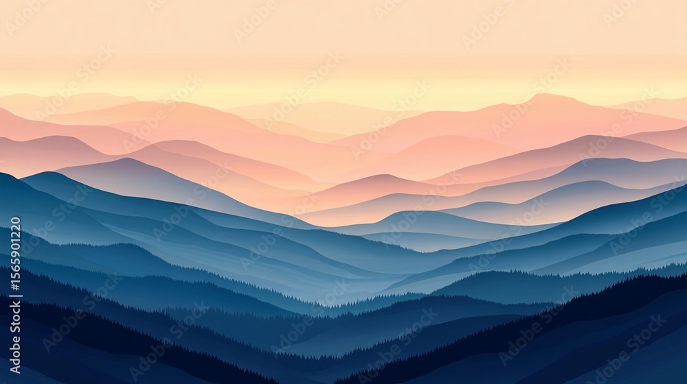 Obraz premium Serene Mountain Landscape at Dawn