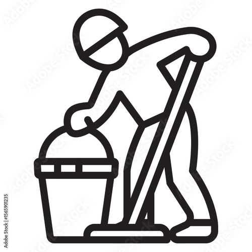 Mopping floors icon vector illustration isolated sign
