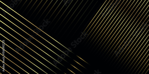 Luxury invitation card background vector. Golden elegant geometric shape, gold lines gradient on dark background. Premium design illustration.