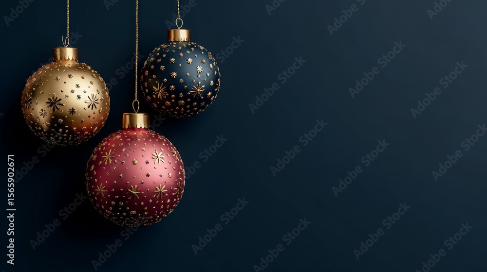 Fototapeta premium Beautiful luxury christmas balls banner 