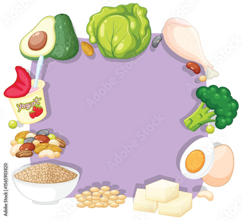 Healthy Food Ingredients Vector Illustration