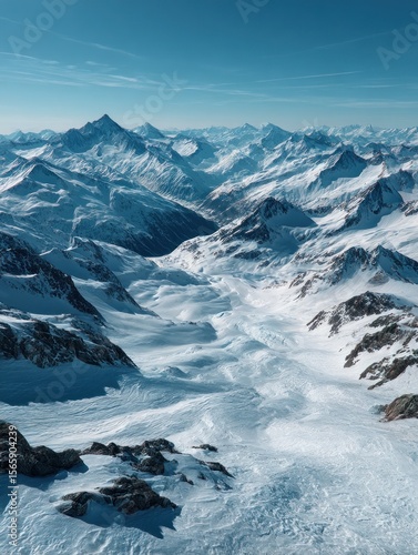 Wallpaper Mural Snowy mountain peaks and valleys Torontodigital.ca