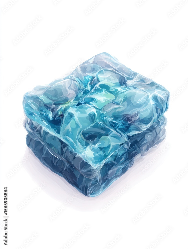 Obraz premium Stacked, translucent blue ice cubes