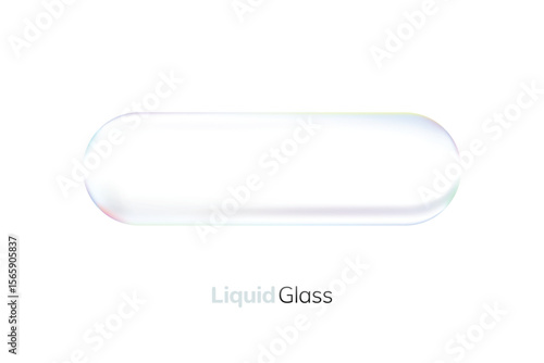 Liquid glass round blob, clear glass material, round shaped isolated object