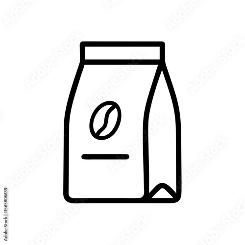 Coffee Bean Bag Icon: A minimalist depiction of a coffee bean bag, embodying the essence of freshly roasted beans, ready to be savored in every cup.