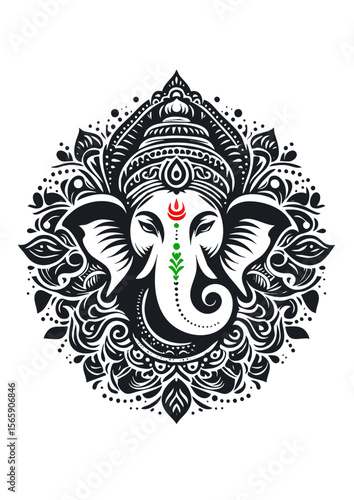 lord ganesha symbol icon in black silhouette