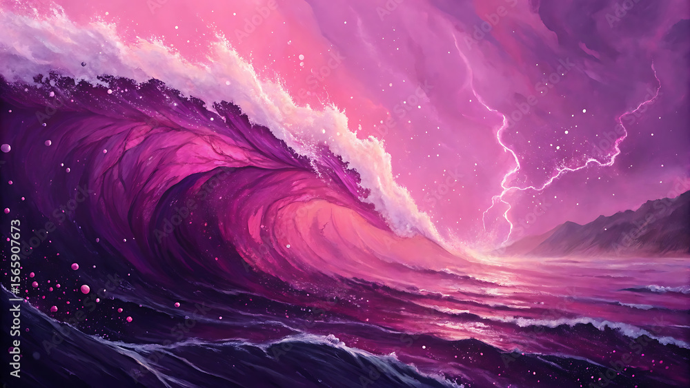 Abstract background with stormy sea waves and lightning. Vector illustration. Abstract background with stormy sea waves and lightning. Vector illustration.