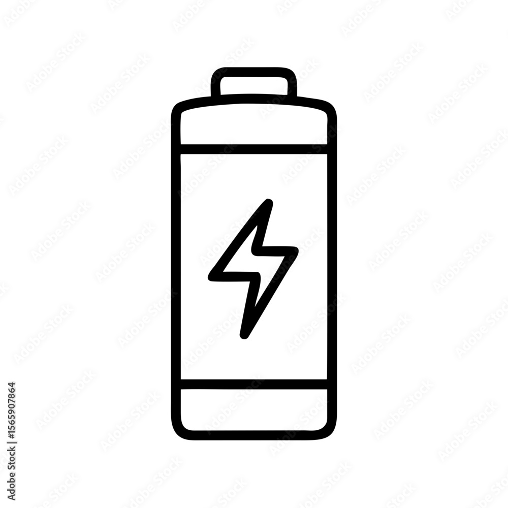 Minimalist Vector Drawing of an Energy Cell, Ideal for Charging and Electricity Minimalist Vector Drawing of an Energy Cell, Ideal for Charging and Electricity