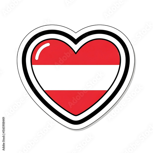 Austria Flag Heart Shape with Black and White Border Design. Free Download Austria Flag Heart Shape with Black and White Border Design. - GFXLoad