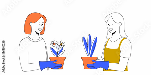 Women Gardening and Caring for Plants