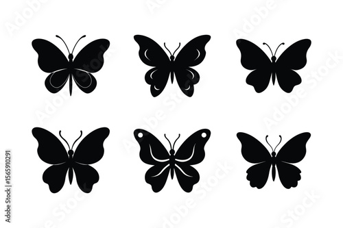set of vector butterflies