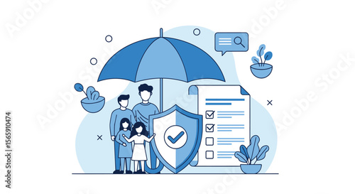 Comprehensive Family Protection Under a Protective Umbrella Symbolizing Security and Safety Measures