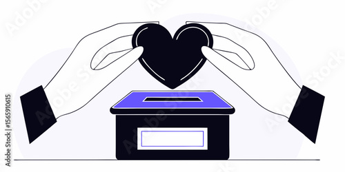 Donation and Charity - Hands Contributing Heart to Box
