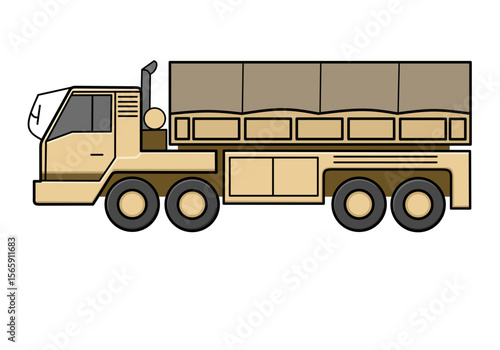 Army Cargo Truck Ready for Deployment with Covered Load