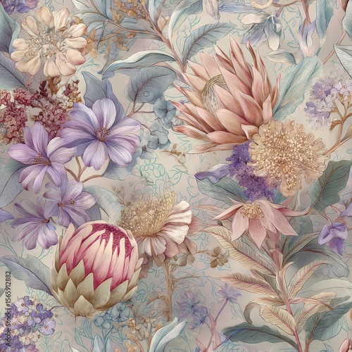 Intricate Floral Seamless Fabric Pattern