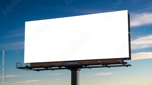 Blank White Billboard Against Blue Sky with Clouds Advertising Mockup and Marketing Opportunity