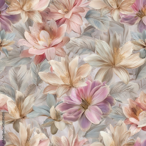 Intricate Floral Seamless Fabric Pattern