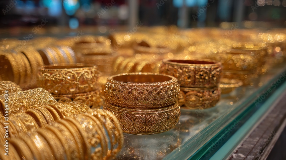 Obraz premium Gold bracelets display